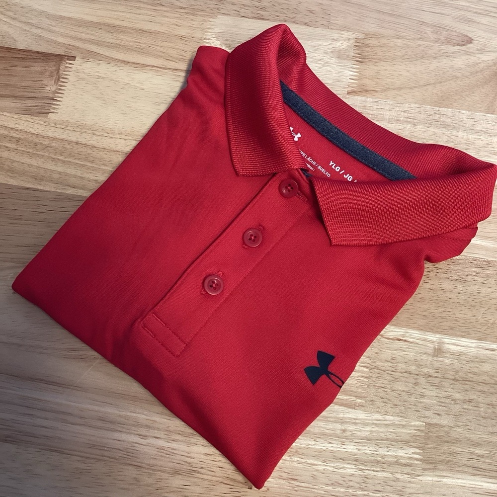 Boys Under Armour Short Sleeved Performance Polo Red Large YL